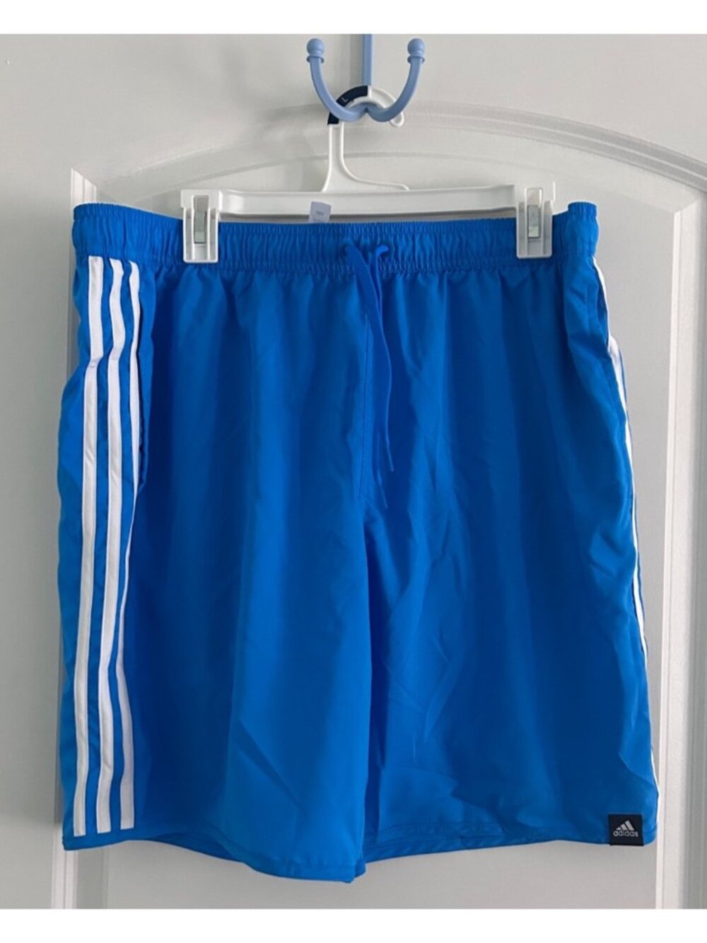 Adidas Mens Blue 3-Stripes Athletic Shorts XL Swimwear Lightweight Mesh Lining